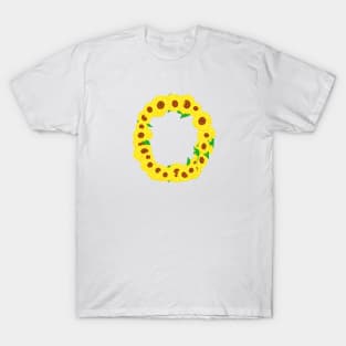 Sunflowers Initial Letter O (White Background) T-Shirt